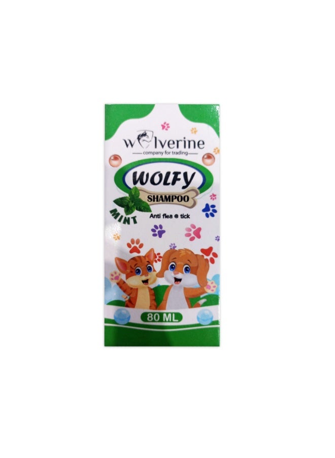 وولفرين وولفي شامبو مضاد للبراغيث والقراد برائحة النعناع  80 مل